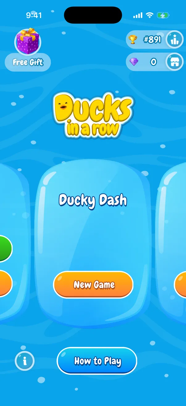 The Ducky Dash mode card on the Ducks In a Row home screen
